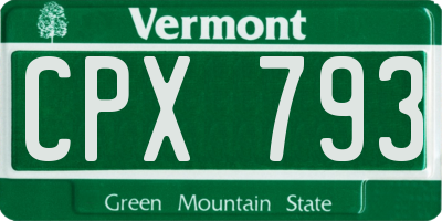 VT license plate CPX793