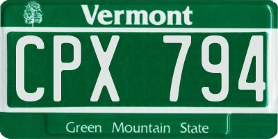 VT license plate CPX794