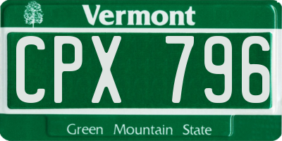 VT license plate CPX796