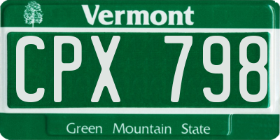 VT license plate CPX798