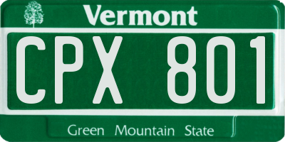 VT license plate CPX801