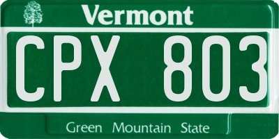 VT license plate CPX803