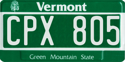 VT license plate CPX805