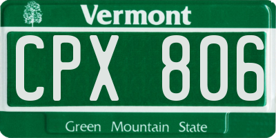 VT license plate CPX806