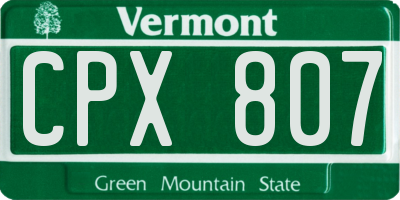 VT license plate CPX807