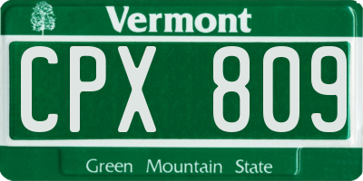 VT license plate CPX809