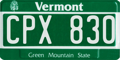 VT license plate CPX830