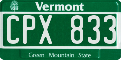 VT license plate CPX833