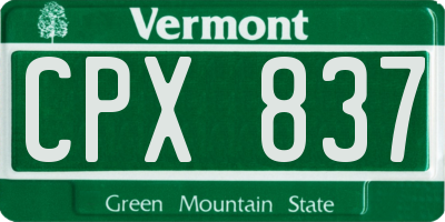 VT license plate CPX837
