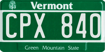 VT license plate CPX840