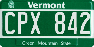VT license plate CPX842
