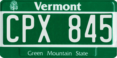 VT license plate CPX845