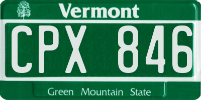 VT license plate CPX846