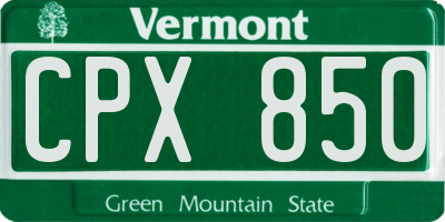 VT license plate CPX850