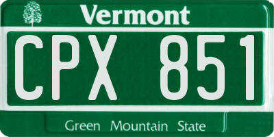 VT license plate CPX851