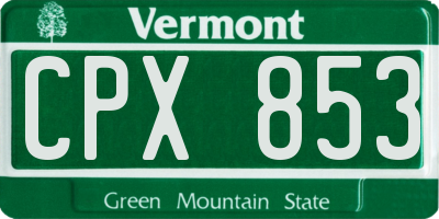 VT license plate CPX853