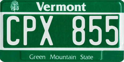 VT license plate CPX855