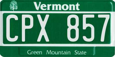 VT license plate CPX857