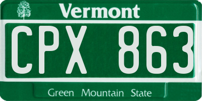 VT license plate CPX863