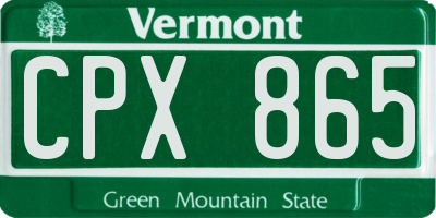 VT license plate CPX865
