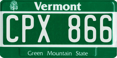 VT license plate CPX866