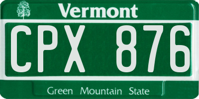 VT license plate CPX876