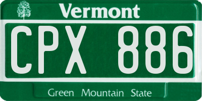 VT license plate CPX886