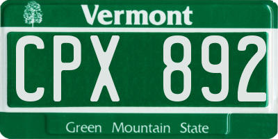 VT license plate CPX892