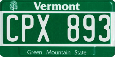 VT license plate CPX893