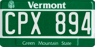 VT license plate CPX894