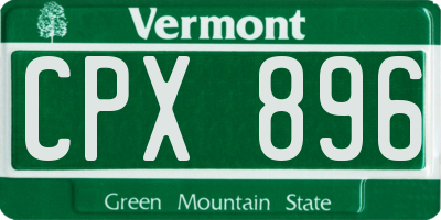 VT license plate CPX896
