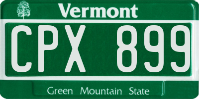 VT license plate CPX899