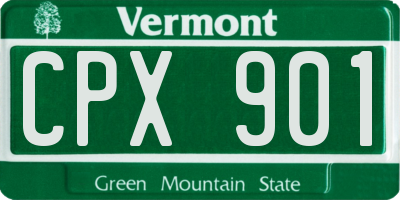 VT license plate CPX901