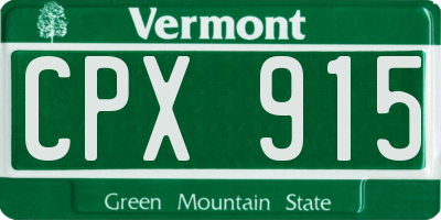 VT license plate CPX915