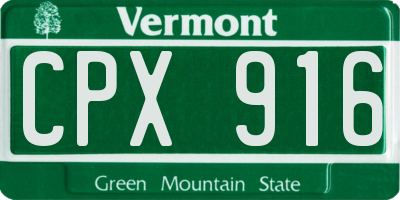 VT license plate CPX916