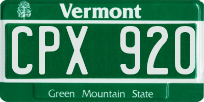 VT license plate CPX920