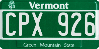 VT license plate CPX926