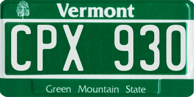 VT license plate CPX930