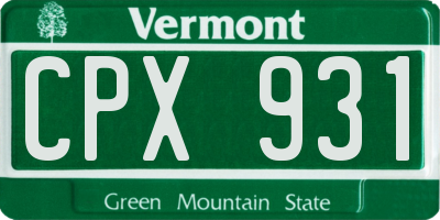 VT license plate CPX931