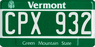 VT license plate CPX932