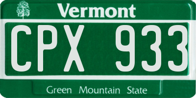 VT license plate CPX933