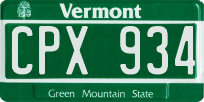 VT license plate CPX934