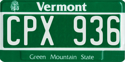 VT license plate CPX936