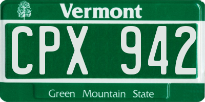 VT license plate CPX942