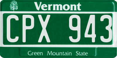 VT license plate CPX943