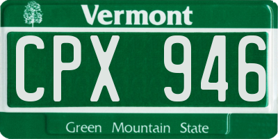 VT license plate CPX946