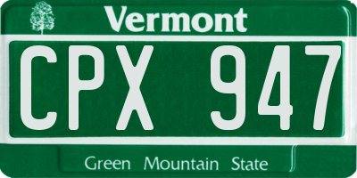 VT license plate CPX947