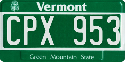 VT license plate CPX953