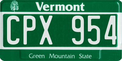VT license plate CPX954