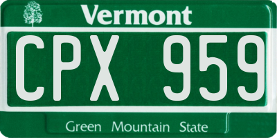 VT license plate CPX959